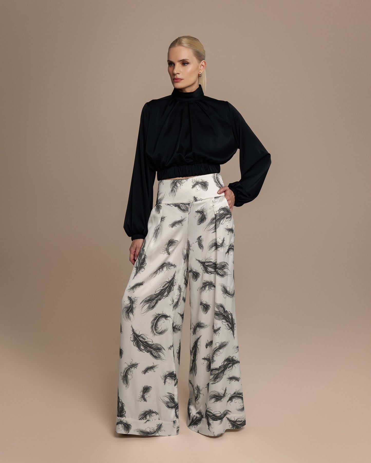 Avery Feather Palazzo Pants